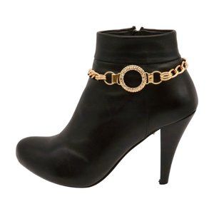 Women Gold Metal Western Boot Chain Bracelet Shoe Bling Circle Charm Sexy Anklet